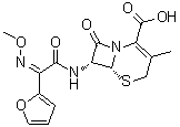 CAS 登录号：69822-88-4, (6R,7R)-7-[[(2Z)-2-(2-呋喃基)-2-(甲氧基亚胺)乙酰基]氨基]-3-甲基-8-氧代-5-硫杂-1-氮杂双环[4.2.0]辛-2-烯-2-羧酸