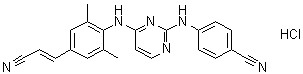 CAS # 700361-47-3, Rilpivirine hydrochloride, TMC 278 hydrochloride, 4-[[4-[[4-[(1E)-2-Cyanoethenyl]-2,6-dimethylphenyl]amino]-2-pyrimidinyl]amino]benzonitrile hydrochloride (1:1)