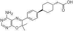 structure of CAS# 701232-20-4, 反式-4-[4-(4-氨基-7,7-二甲基-7H-嘧啶并[4,5-b][1,4]恶嗪-6-基)苯基]环己烷乙酸