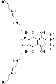 1,4-Dihydroxy-5,8-bis[[2-[[2-[(2-hydroxyethyl)amino]ethyl]amino]ethyl]amino]-9,10-anthracenedione tetrahydrochloride molecular structure (CAS 70476-91-4)