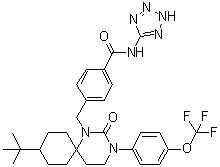 CAS 登录号：706812-04-6, 4-[[9-叔丁基-2-氧代-3-[4-(三氟甲氧基)苯基]-1,3-二氮杂螺[5.5]十一烷-1-基]甲基]-N-2H-四唑-5-基苯甲酰胺