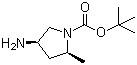 structure of CAS# 708274-46-8, 1,1-Dimethylethyl 4-amino-2-methyl-1-(2S,4R)-pyrrolidinecarboxylate