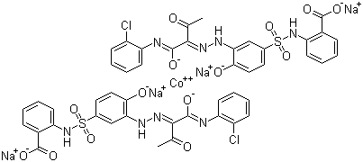 CAS # 70851-34-2 (71603-79-7), Acid Yellow 220, Tetrasodium bis(2-(((3-((1-((2-chloroanilino)carbonyl)-2-oxopropyl)azo)-4-hydroxyphenyl)sulphonyl)amino)benzoato(3-))cobaltate(4-)