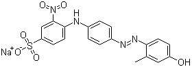 CAS # 70865-20-2, Acid Yellow 199, Daedo Acid Yellow 4R, Daedo Acid Yellow A 4R, 4-[[4-[2-(4-Hydroxy-2-methylphenyl)diazenyl]phenyl]amino]-3-nitrobenzenesulfonic acid sodium salt