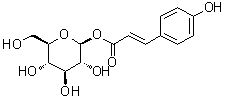 CAS # 7139-64-2, beta-D-Glucopyranose 1-[3-(4-hydroxyphenyl)-2-propenoate], 1-O-p-Coumaroyl-beta-D-glucose, 1-O-p-Coumaroylglucose, 1-p-Cumaroylglucose, p-Coumaroylglucose, p-Coumarylglucose, beta-D-Glucopyranose 1-(p-hydroxycinnamate), beta-D-Glucose 1-(p-hydroxycinnamate)