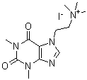 CAS # 7145-94-0, Trimethyl[2-(1,2,3,6-tetrahydro-1,3-dimethyl-2,6-dioxopurin-7-yl)ethyl]ammonium iodide, NSC 14382