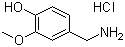 structure of CAS# 7149-10-2, 4-Hydroxy-3-methoxybenzylamine hydrochloride