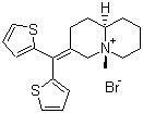 CAS 登录号：71731-58-3, 替喹溴铵, (5R,9aR)-7-(二噻吩-2-基亚甲基)-5-甲基-1,2,3,4,6,8,9,9a-八氢喹嗪-5-鎓溴化物