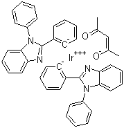 CAS # 725251-25-2, (2,4-Pentanedionato-kO,kO')bis[2-(1-phenyl-1H-benzimidazol-2-yl-kN3)phenyl-kC] Iridium