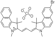 CAS # 726185-88-2, 2-[3-(7-Bromo-1,1,3-trimethyl-1,3-dihydrobenzo[e]indol-2-ylidene)propenyl]-1,1,3-trimethyl-1H-benzo[e]indolium perchlorate