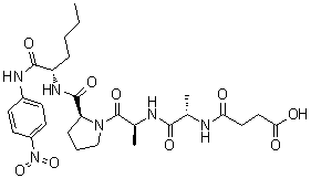 CAS 登录号：72682-72-5, N-(3-羧基-1-氧代丙基)-L-丙氨酰-L-丙氨酰-L-脯氨酰-N-(4-硝基苯基)-L-正亮氨酰胺