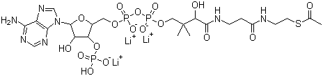 CAS # 75520-41-1, Acetyl coenzyme A trilithium salt