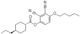 trans-4-Propylcyclohexanecarboxylic acid 2,3-dicyano-4-(pentyloxy)phenyl ester molecular structure (CAS 75941-50-3)