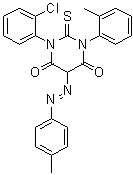 CAS # 76153-37-2, 1-(2-Chlorophenyl)dihydro-3-(2-methylphenyl)-5-[(4-methylphenyl)azo]-2-thioxo-4,6(1H,5H)-Pyrimidinedione, NSC 295742