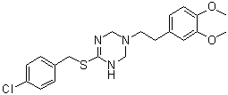 CAS 登录号：762239-61-2, 4-[[(4-氯苯基)甲基]硫基]-1-[2-(3,4-二甲氧基苯基)乙基]-1,2,3,6-四氢-1,3,5-三嗪