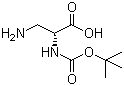 structure of CAS# 76387-70-7, N-alpha-Boc-D-2,3-diaminopropionic acid