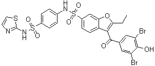 3-(3,5-Dibromo-4-hydroxybenzoyl)-2-ethyl-N-[4-[(2-thiazolylamino)sulfonyl]phenyl]-6-benzofuransulfonamide molecular structure (CAS 765317-72-4)