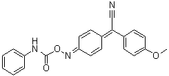 CAS # 7702-83-2, 4-Methoxy-alpha-[4-[[[(phenylamino)carbonyl]oxy]imino]-2,5-cyclohexadien-1-ylidene]benzeneacetonitrile, NSC 405908