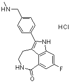 CAS # 773059-19-1, 8-Fluoro-1,3,4,5-tetrahydro-2-[4-[(methylamino)methyl]phenyl]-6H-azepino[5,4,3-cd]indol-6-one monohydrochloride