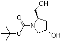structure of CAS# 77450-03-4, (2R,4S)-4-Hydroxy-2-(hydroxymethyl)-1-pyrrolidinecarboxylic acid tert-butyl ester