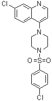 structure of CAS# 774549-97-2, 7-Chloro-4-[4-[(4-chlorophenyl)sulfonyl]-1-piperazinyl]quinoline