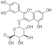 CAS # 775284-61-2, 2-(3,4-Dihydroxyphenyl)-3-(beta-D-glucopyranuronosyloxy)-5,7-dihydroxy-1-benzopyrylium