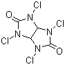 CAS # 776-19-2, 1,3,4,6-Tetrachloroglycoluril, 1,3,4,6-Tetrachlorotetrahydroimidazo(4,5-d)imidazole-2,5(1H,3H)-dione