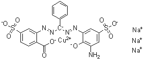CAS 登录号：77743-24-9, [2-[[[(3-氨基-2-羟基-5-磺基苯基)偶氮]苯基甲基]偶氮]-4-磺基苯甲酸]铜酸三钠盐