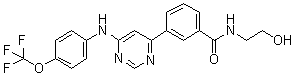 structure of CAS# 778277-15-9, N-(2-Hydroxyethyl)-3-[6-[[4-(trifluoromethoxy)phenyl]amino]-4-pyrimidinyl]benzamide
