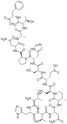 L-Threonyl-L-histidyl-L-threonyl-L-asparaginyl-L-isoleucyl-L-seryl-L-alpha-glutamyl-L-seryl-L-histidyl-L-prolyl-L-asparaginyl-L-alanyl-L-threonyl-L-phenylalanine molecular structure (CAS 78183-34-3)