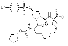 CAS 登录号：782479-05-4, (2S,6S,12Z,13aS,14aR,16aS)-2-[[(4-溴苯基)磺酰基]氧基]-6-[[(环戊基氧基)羰基]氨基]-1,2,3,6,7,8,9,10,11,13a,14,15,16,16a-十四氢-5,16-二氧代-环丙烷并[e]吡咯并[1,2-a][1,4]二氮杂环十五烷-14a(5H)-羧酸甲酯