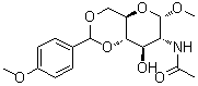 甲基 2-(乙酰氨基)-2-脱氧-4,6-O-[(4-甲氧基苯基)亚甲基]-alpha-D-吡喃葡萄糖苷分子结构 (CAS 78489-61-9)