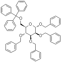 Phenylmethyl 2,3,4-tris-O-(phenylmethyl)-6-O-(triphenylmethyl)-alpha-D-mannopyranoside molecular structure (CAS 78561-22-5)