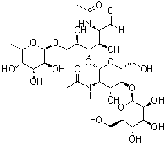 O-6-脱氧-alpha-L-吡喃半乳糖基-(1→6)-O-[O-beta-D-甘露糖基-(1→4)-2-(乙酰氨基)-2-脱氧-beta-D-吡喃葡萄糖基-(1→4)]-2-(乙酰氨基)-2-脱氧-D-葡萄糖分子结构 (CAS 79300-36-0)