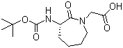 structure of CAS# 79839-29-5, (S)-3-[[(tert-Butoxy)carbonyl]amino]hexahydro-2-oxo-1H-azepine-1-acetic acid