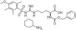 structure of CAS# 80745-09-1, N-Cbz-N'-(4-Methoxy-2,3,6-trimethylbenzenesulfonyl)-L-arginine cyclohexylammonium salt