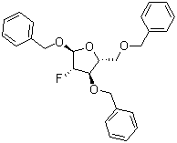 Phenylmethyl 2-deoxy-2-fluoro-3,5-bis-O-(phenylmethyl)-alpha-D-arabinofuranoside molecular structure (CAS 80765-80-6)