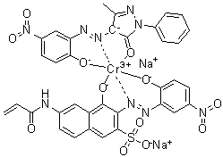 CAS # 80997-95-1, Disodium [2,4-dihydro-4-[(2-hydroxy-5-nitrophenyl)azo]-5-methyl-2-phenyl-3H-pyrazol-3-onato(2-)][4-hydroxy-3-[(2-hydroxy-5-nitrophenyl)azo]-6-[(1-oxo-2-propenyl)amino]-2-naphthalenesulfonato]chromate
