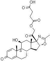 (11beta,16beta)-21-(3-羧基-1-氧代丙氧基)-11-羟基-2'-甲基-5'H-孕甾-1,4-二烯并[17,16-d]恶唑-3,20-二酮分子结构 (CAS 81201-81-2)