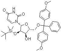 structure of CAS# 81246-80-2, 2'-O-tert-Butyldimethylsilyl-5'-O-(4,4'-dimethoxytrityl)uridine