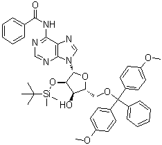 structure of CAS# 81265-93-2, N6-Benzoyl-5'-O-(4,4'-dimethoxytrityl)-2'-O-(tert-butyldimethylsilyl)adenosine