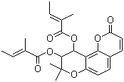 CAS # 81740-07-0, Praeruptorin B, Anomalin, [8,8-Dimethyl-9-[(E)-2-methylbut-2-enoyl]oxy-2-oxo-9,10-dihydropyrano[6,5-h]chromen-10-yl] (E)-2-methylbut-2-enoate