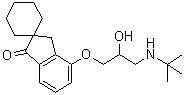 CAS # 81840-58-6, 4'-[3-[(1,1-Dimethylethyl)amino]-2-hydroxypropoxy]spiro[cyclohexane-1,2'-[2H]inden]-1'(3'H)-one, Li 32-468, S 32-468, Spirendolol, Substance 32468