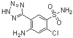 structure of CAS# 82212-14-4, 4-Amino-2-chloro-5-(2H-tetrazol-5-yl)benzenesulfonamide