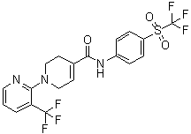 structure of CAS# 824982-41-4, 3,6-Dihydro-3'-(trifluoromethyl)-N-[4-[(trifluoromethyl)sulfonyl]phenyl][1(2H),2'-bipyridine]-4-carboxamide