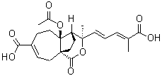 CAS # 82508-35-8, Pseudolaric acid C2, (3R,4S,4aS,9aR)-4a-(Acetyloxy)-3-[(1E,3E)-4-carboxy-1,3-pentadien-1-yl]-3,4,4a,5,6,9-hexahydro-3-methyl-1-oxo-1H-4,9a-ethanocyclohepta[c]pyran-7-carboxylic acid, Demethylpseudolaric acid B