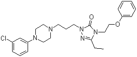 CAS 登录号：83366-66-9, 奈法唑酮, 2-[3-[4-(3-氯苯基)-1-哌嗪基]丙基]-5-乙基-2,4-二氢-4-(2-苯氧乙基)-3H-1,2,4-三唑-3-酮