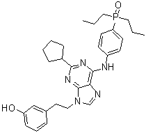 structure of CAS# 834894-21-2, 3-[2-[2-Cyclopentyl-6-[[4-(dipropylphosphinyl)phenyl]amino]-9H-purin-9-yl]ethyl]phenol