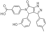 structure of CAS# 834903-43-4, 4-[4,6-Dihydro-4-(3-hydroxyphenyl)-3-(4-methylphenyl)-6-oxopyrrolo[3,4-c]pyrazol-5(1H)-yl]benzoic acid