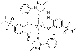 Lithium bis[4-[(4,5-dihydro-3-methyl-5-oxo-1-phenyl-1H-pyrazol-4-yl)azo]-3-hydroxy-N,N-dimethylbenzenesulfonamidato]chromate molecular structure (CAS 83732-89-2)